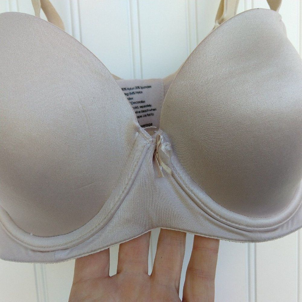 Soma Sensuous Sides Full Coverage Bra Size 32C Beige Sand Satin Underwire Lined - Picture 7 of 9